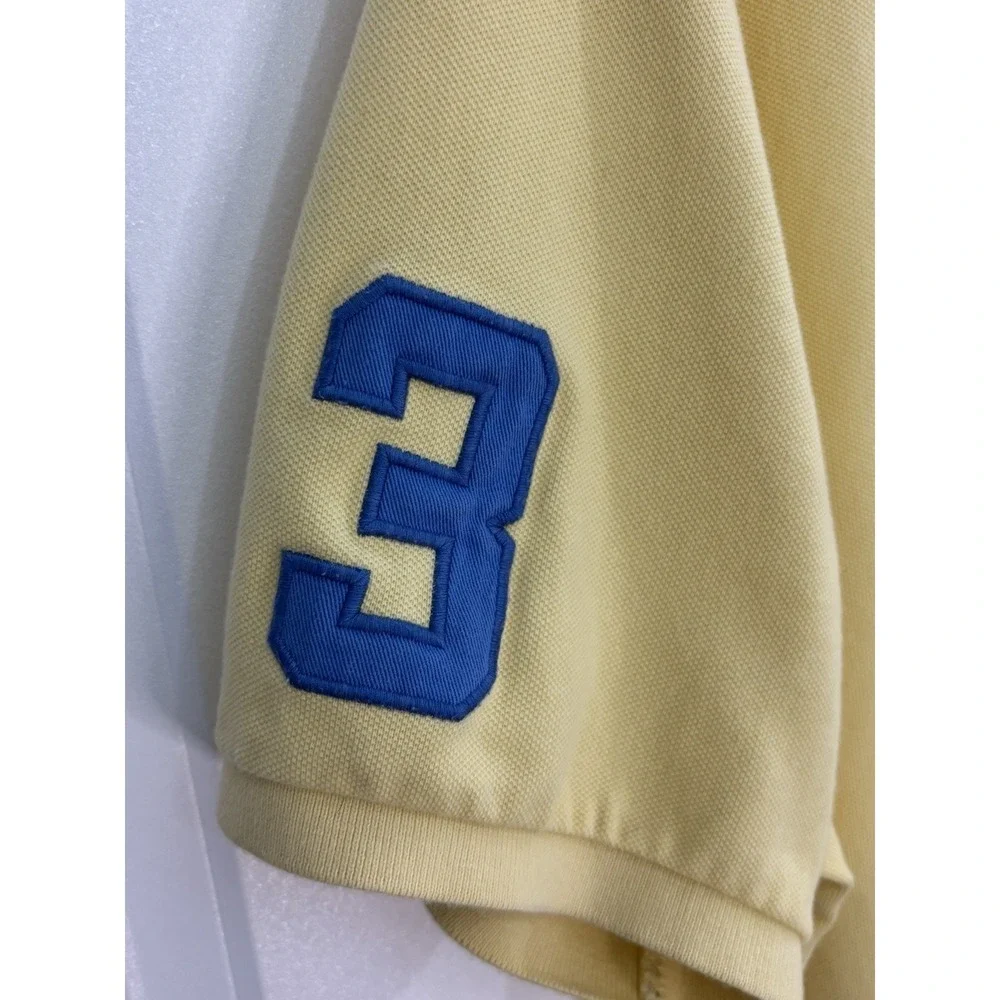 polo ralph lauren custom fit XXL Yellow Big Pony‎ Shirt Blue Logo #3 0489